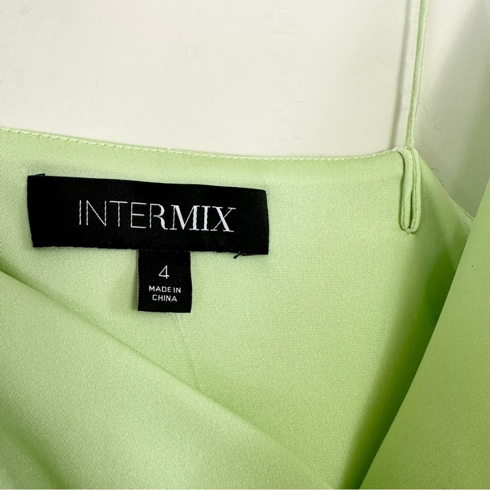 INTERMIX Paris Silk Midi Slip Dress Pistachio Green - Picture 5 of 15